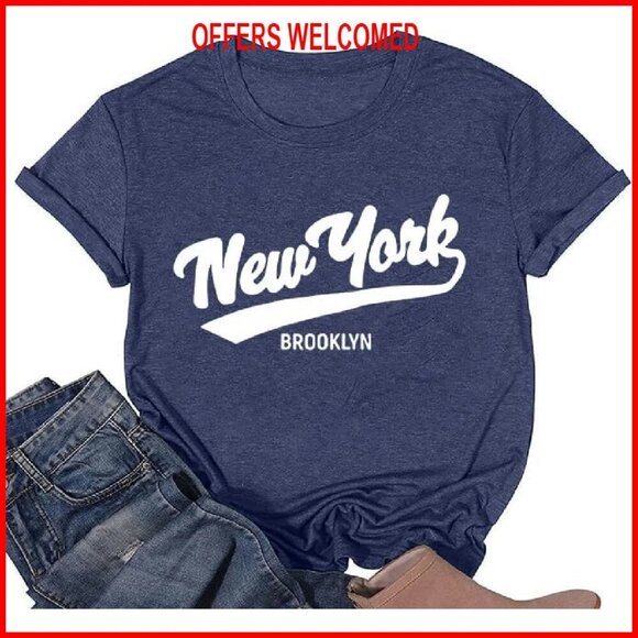 Tops - Loose Fit Poly-Cotton Tee Short Sleeve Crew Neck Casual Top